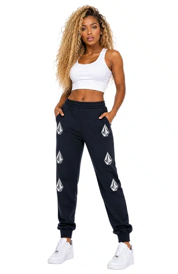 Calça de Moletom Feminina Volcom Deadly Stone - Preto/Branco