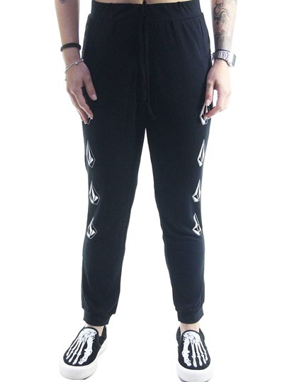 Calça de Moletom Feminina Volcom Deadly Stone - Preto/Branco