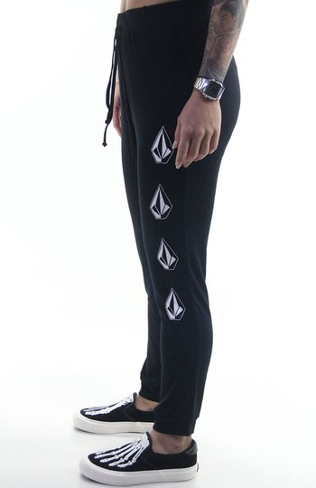 Calça de Moletom Feminina Volcom Deadly Stone - Preto/Branco