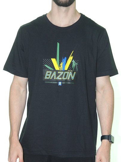 Camiseta Masculina BAZON Etnias Manga Curta Estampada - Preto