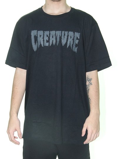 Camiseta Masculina Creature Shredded Manga Curta Estampada - Preto