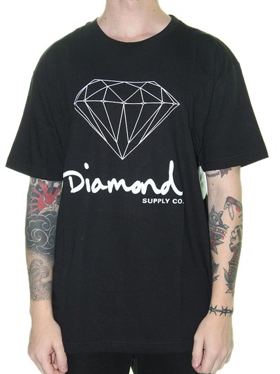 Camiseta Masculina Diamond OG Sign Tee Manga Curta Estampada - Preto