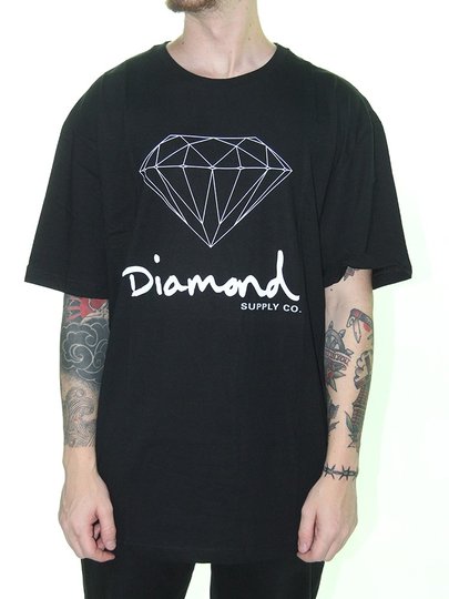 Camiseta Masculina Diamond OG Sign Tee Manga Curta Estampada Big - Preto