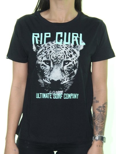 Camiseta Feminina Rip Curl Leopard Tee Manga Curta Estampada - Preto