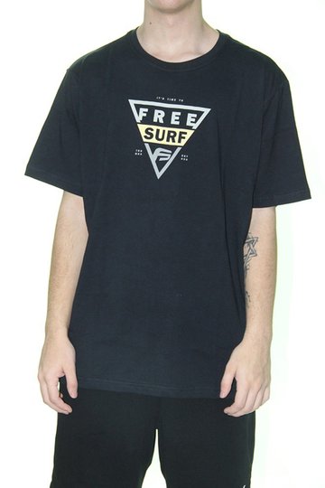 Camiseta Masculina Freesurf Triangle Manga Curta Estampada - Preto