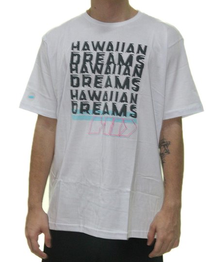 Camiseta Masculina HD Hawaiian Dreams Manga Curta Estampada - Branco