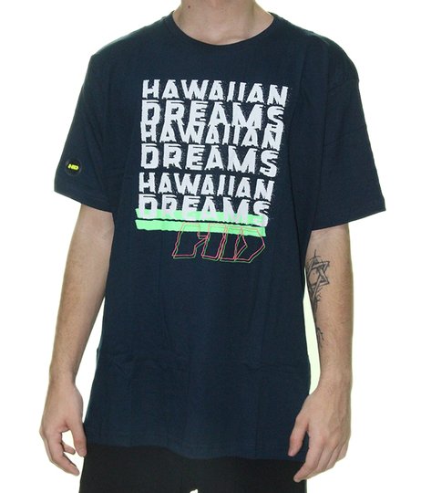 Camiseta Masculina HD Hawaiian Dreams Manga Curta Estampada - Marinho