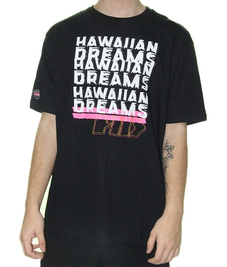 Camiseta Masculina HD Hawaiian Dreams Manga Curta Estampada - Preto