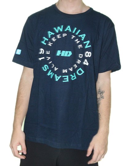 Camiseta Masculina HD Hawaiian Manga Curta Estampada - Marinho