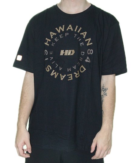 Camiseta Masculina HD Hawaiian Manga Curta Estampada - Preto