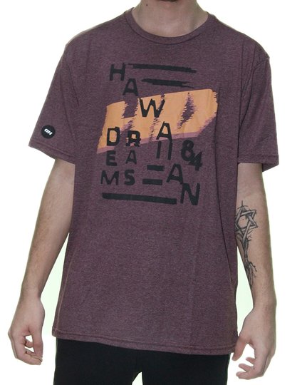 Camiseta Masculina HD HWA Manga Curta Estampada - Bordo Mesclado