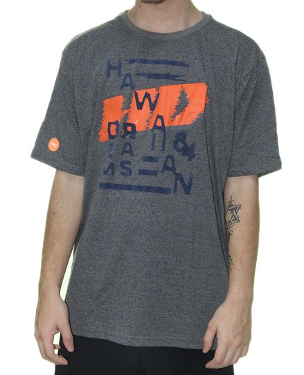 Camiseta Masculina HD HWA Manga Curta Estampada - Grafite Mesclado