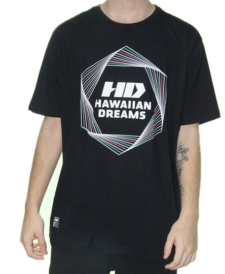 Camiseta Masculina HD Lines Manga Curta Estampada - Preto