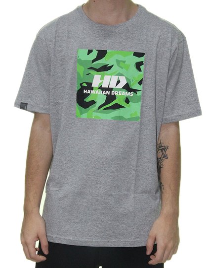 Camiseta Masculina HD Logo In Box Manga Curta Estampada - Cinza Mesclado
