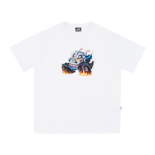 Camiseta Masculina High Monster Truck Manga Curta Estampada - Branco