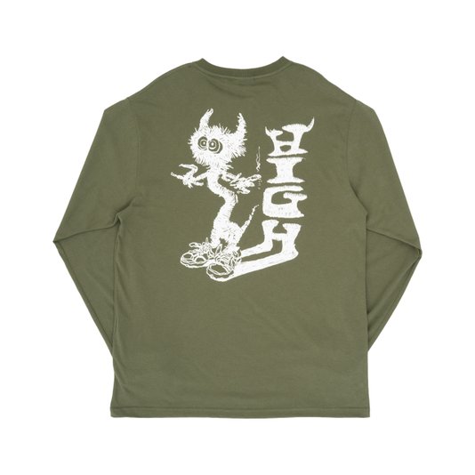Camiseta Masculina High Spike Manga Longa Estampada - Verde Musgo