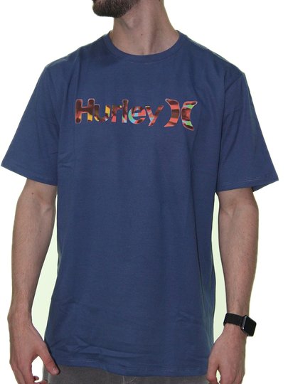 Camiseta Masculina Hurley Silk Rainbow Manga Curta - Azul