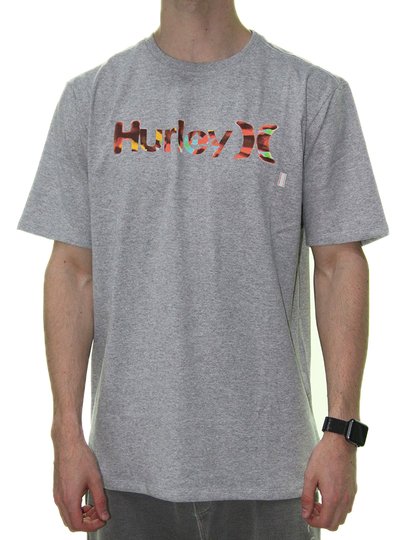 Camiseta Masculina Hurley Silk Rainbow Manga Curta Estampada - Cinza Mesclado