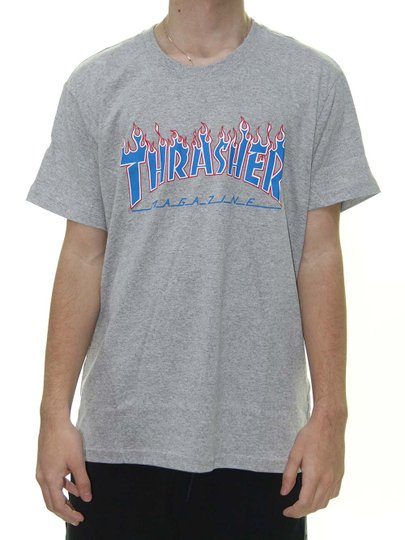 Camiseta Masculina Thrasher Patriot Manga Curta Estampada - Cinza Mesclado