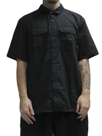 Camisa De Botão Freesurf Pocket Manga Curta Estampada - Preto