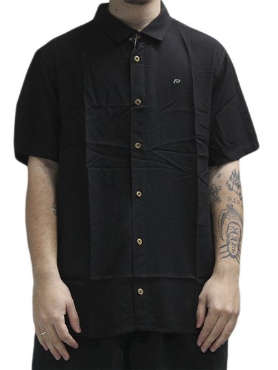 Camisa De Botão Freesurf Visco Manga Curta Estampada - Preto
