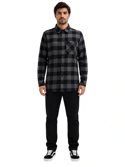 Camisa De Botão Masculina Freesurf Buffalo - Preto/Cinza