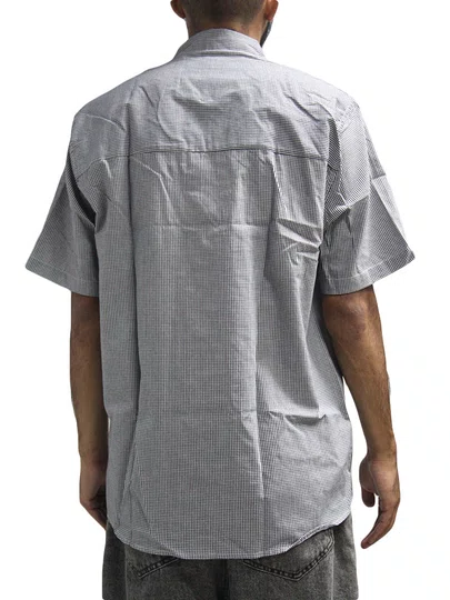 Camisa De Botão Masculina Plano C Grindline Manga Curta Estampada - Preto/Branco