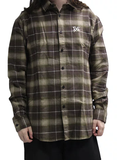 Camisa De Botão Masculina Xadrez Plano C Dryland Flannel - Verde/Bege