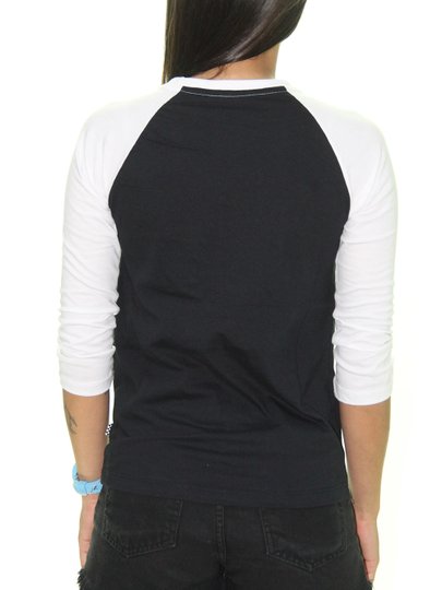 Camisa Feminina Vans Flying Reglan 3/4 - Preto/Branco