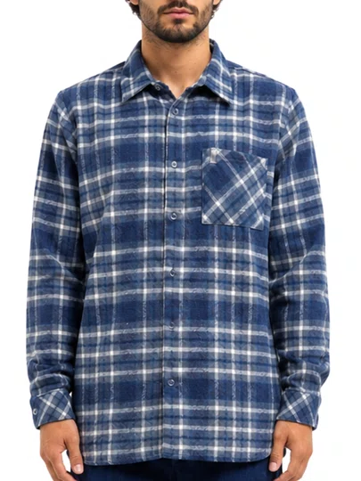 Camisa Flanela Masculina Freesurf Heavy - Azul/Branco