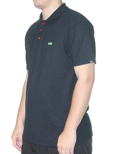 Camisa Gola Polo Masculina Nugget Manga Curta Estampad - Preto