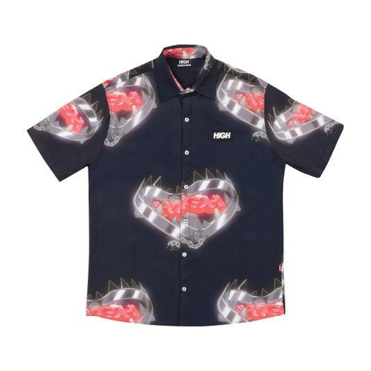 Camisa Masculina High Bait Manga Curta Estampada -  Preto
