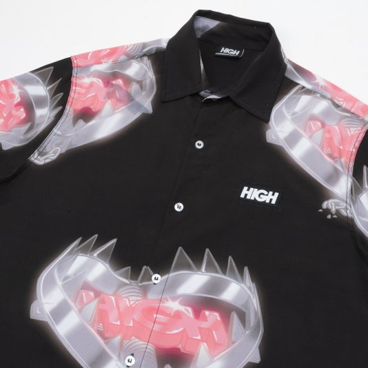 Camisa Masculina High Bait Manga Curta Estampada -  Preto