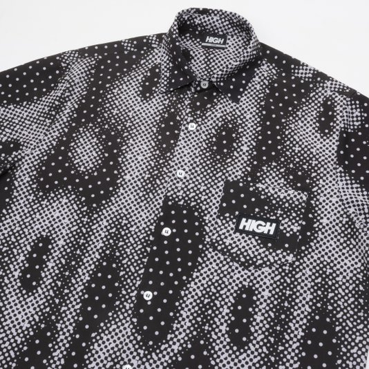 Camisa Masculina High Moire Manga Curta Estampado - Preto