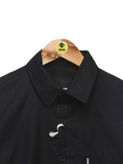 Camisa Masculina Hocks Tricoline Noturno Manga Longa Estampada - Preto