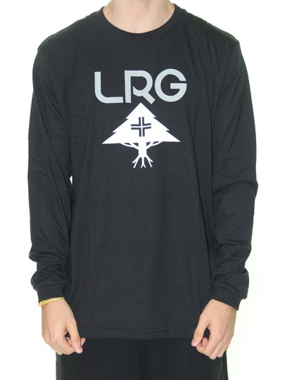 Camisa Masculina LRG Logo Stack Manga Longa - Preto