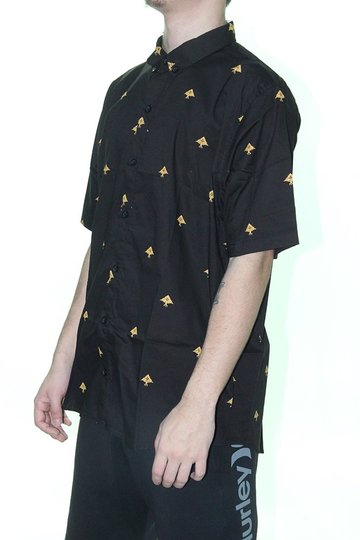 Camisa Masculina LRG Top Manga Curta Estampada Aberta - Preto