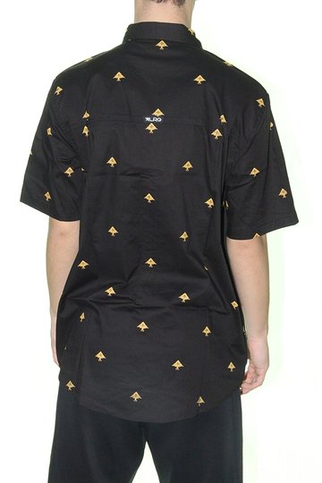 Camisa Masculina LRG Top Manga Curta Estampada Aberta - Preto