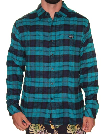 Camisa Masculina Oneil Xadrez Manga Longa - Verde/Azul