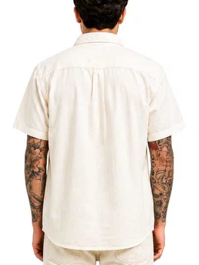 Camisa Masculina RC Classic Surf Linen Manga Curta Estampada - Off White