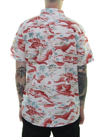 Camisa Masculina Rip Curl Shipwrecks Manga Curta Estampadada - Branco/Bordô