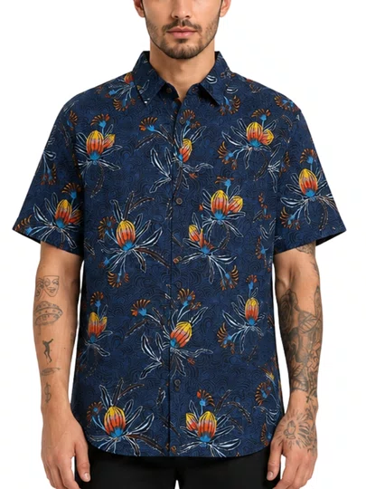 Camisa Masculina Rip Curl SWC Banksia S/S Shirt Washed Manga Curta Estampada - Sortida