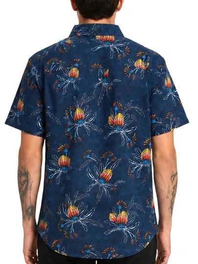 Camisa Masculina Rip Curl SWC Banksia S/S Shirt Washed Manga Curta Estampada - Sortida
