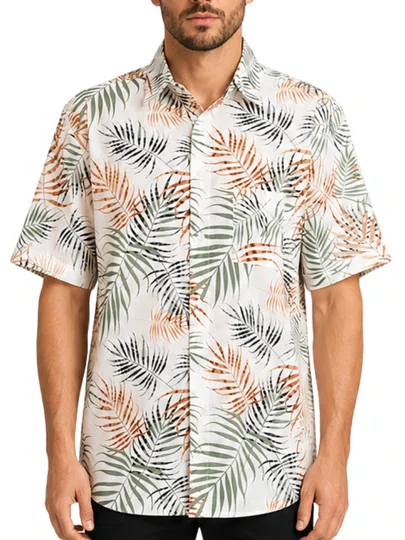 Camisa Masculina South To South Basica Manga Curta Estampada - Off White