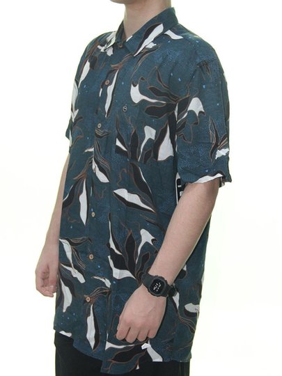 Camisa Masculina South to South Blue Manga Curta - Azul Floral