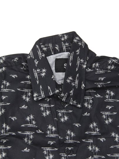 Camisa Masculina South To South Islands Manga Curta Estampada - Preto