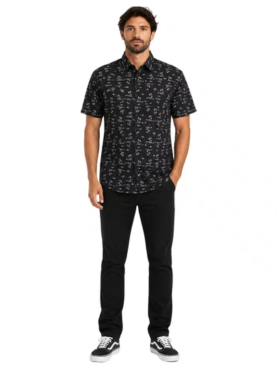 Camisa Masculina South To South Islands Manga Curta Estampada - Preto