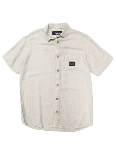 Camisa Masculina South To South Mesclas Manga Curta Estampada - Bege Mescla
