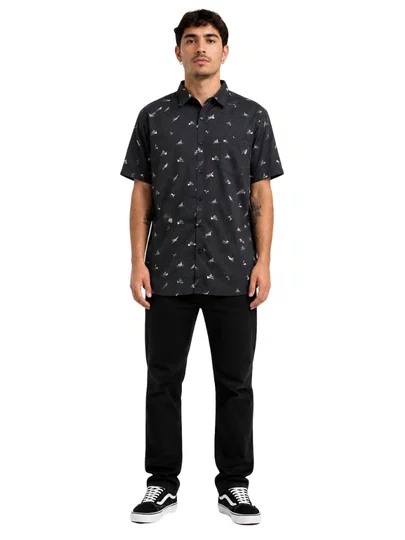 Camisa Masculina Vissla Radical Eco Manga Curta Estampada - Preto