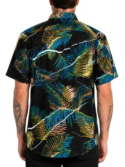 Camisa Masculina Volcom M/C Hall Pass IMP Manga Curta Estampada - Sortida